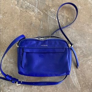 Blue leather handbag